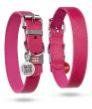 Long Lasting Leather Dog Collar for Medium Dogs Adjustable Collar with Durable Buckle D Ring 12-15 inch Neck x 4/5 inch Wide Pink Col