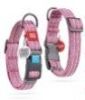 Reflective Cotton Dog Collar Eco Friendly Alt to Nylon Collar for Medium Dogs Adjustable Male Female Dog Collar Pink 10-16 inch Neck x 4/5