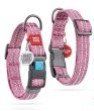 Reflective Cotton Dog Collar Eco Friendly Alt to Nylon Collar for Medium Dogs Adjustable Male Female Dog Collar Pink 10-16 inch Neck x 4/5