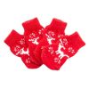 4 Pcs Red Elk Dog Knitted Pet Socks