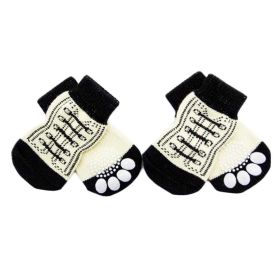 4 Pcs White Shoes Pattern Cute Puppy Socks for Indoor Wear