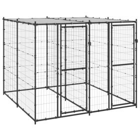 Outdoor Dog Kennel Steel with Roof 52.1 ft≤