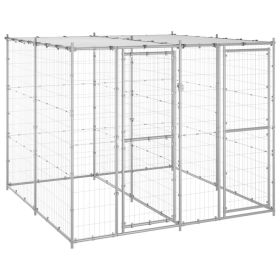 Outdoor Dog Kennel Galvanized Steel with Roof 52.1 ft≤
