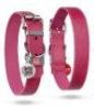 Long Lasting Leather Dog Collar for Medium Dogs Adjustable Collar with Durable Buckle D Ring 11-14 inch Neck x 3/5 inch Wide Pink Col