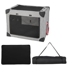S/M 3-Door Dog Crate with Removable Pad and Metal Frame