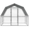 Dog Cage with Roof and Door Silver Galvanized Steel
