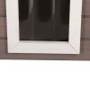 2-Tier Outdoor Wooden Dog House, Weatherproof Dog Hutch with A Large Balcony, Sisal Scratching Pad Ladder, Gray and White