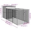 Dog House with Run Light Gray 65"x179.1"x71.3" Galvanized Steel