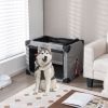 S/M 3-Door Dog Crate with Removable Pad and Metal Frame