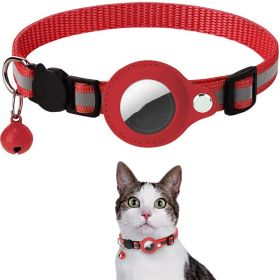 Reflective Collar Waterproof Holder Case For Airtag Protective Cover Dog Puppy Nylon Collar (Color: Red)