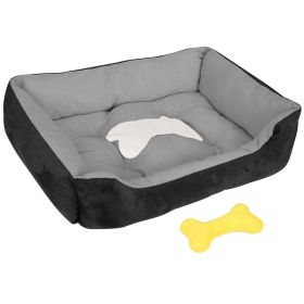 Pet Dog Bed Soft Warm Fleece Puppy Cat Bed Dog Cozy Nest Sofa Bed Cushion Mat XXL Size, Black (Color: Black, size: XXL)