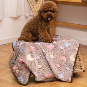 Soft Brown Heart Claw Print Pet Rug For Dog And Cat S 23in*16in M 30in*20in L 41in*30in (Color: Brown - Polyester, size: L)