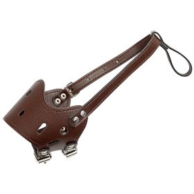 Dog Muzzle Leather, Comfort Secure Anti-Barking Muzzles For All Sizes of Dogs, Breathable And Adjustable, Allows Drinking And Panting (Color: coffee, size: M)