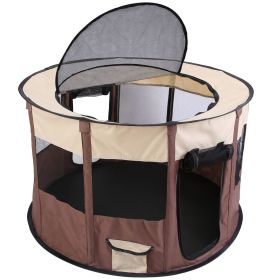 Foldable Playpen for Dog with Carry Bag Portable Travel Waterproof Indoor Outdoor Pet Cage Tent Detachable Upper Cover, Small, Medium Sizes (size: S)