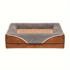 Removable And Washable Pet Dog/Sofa, Comfortable And Soft with Raised Edges to Protect the Neck (Color: Brown, size: M ( 29.53 *19.69*4.72 in))