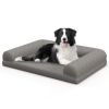 Egg-Foam Dog Crate Bed with 3-Side Bolster and Removable Washable Bed Cover, Small to Medium Size Dogs
