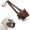 Dog Muzzle Leather, Comfort Secure Anti-Barking Muzzles For All Sizes of Dogs, Breathable And Adjustable, Allows Drinking And Panting